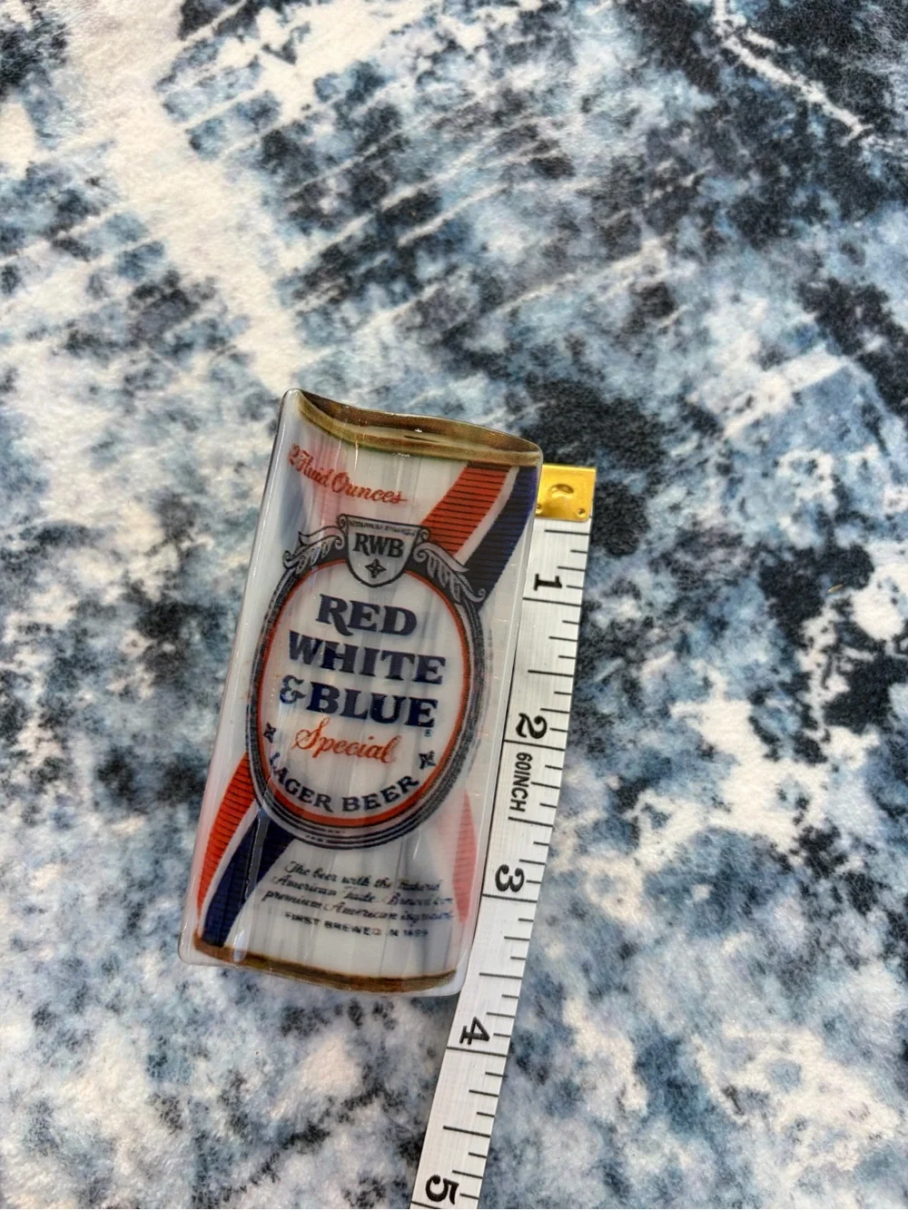 Red White & Blue Beer Can Claw Hair Clip Novelty Patriotic USA NWT